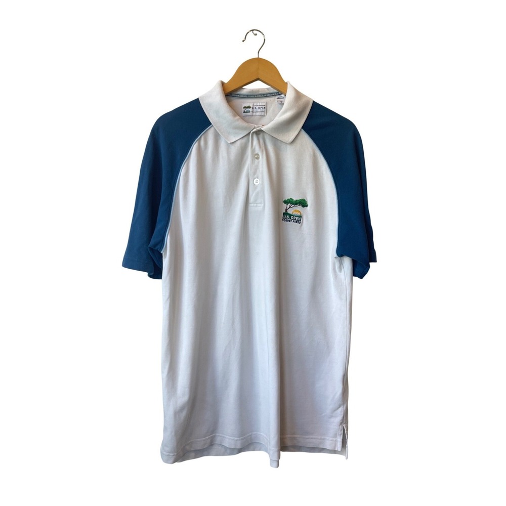 2008 US Open Torrey Pines Ashworth Golf‎ Polo Shirt Mens Large White Blue